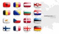 All Official Flags of European Countries 3D Vector Rounded Glossy Icons Set Royalty Free Stock Photo