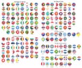 All official national flags of the world button round design Vector