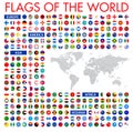 All official national flags of the world. Circular design. Vecto Royalty Free Stock Photo