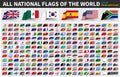 All official national flags of the world . Sticky note design . Vector Royalty Free Stock Photo