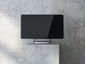 All in one Desktop computer Monitor Mockup, blank screen in concrete room Royalty Free Stock Photo