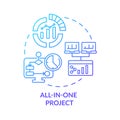 All-in-one project blue gradient concept icon