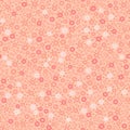 Ditsy floral seamless vector repeat pattern in tonal pinks