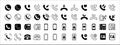 All phone, telephone and handphone, contact communication vector icon design set. Phone call button illustration. Satellite