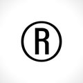 All rights reserved icon. R letter in a circle