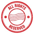 ALL RIGHTS RESERVED text on red round postal stamp sign Royalty Free Stock Photo