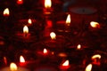 Many candles put on the graves on the All Saints` Day