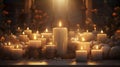 all saints\' day background, sober, candles, soft tones, background for all Saints Day or All Souls\' Day.