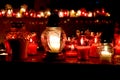 All saints day cemetery sea of candles Royalty Free Stock Photo