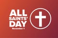 All Saints Day. November 1. Holiday concept. Template for background, banner, card, poster with text inscription. Vector Royalty Free Stock Photo