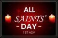 All saints day with red background and candle design Royalty Free Stock Photo