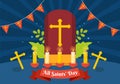 All Saints Day Vector Illustration on 1st November with for the All Souls Remembrance Celebration with Candles in Flat Cartoon Royalty Free Stock Photo