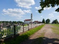 All Saints orthodox church and graveyard in Bosanski LuÃÂ¾ani near Derventa, Bosnia and Herzegovina during sunny day