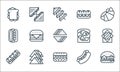 all about sandwich line icons. linear set. quality vector line set such as cheeseburger, hotdog, hotdog, hotdog, sandwich, bread,