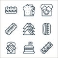 all about sandwich line icons. linear set. quality vector line set such as hotdog, hamburger, bread, hotdog, sandwich, hotdog,