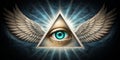 The all seeing angel and the eye in black triangle Generative AI