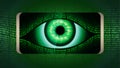 The all-seeing eye of Big brother in your smartphone, concept ofconcept of permanent global covert surveillance Royalty Free Stock Photo