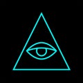 All seeing eye blue color. Sign Masons. Magic sign