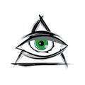 The All Seeing Eye - Green Firey Flame Illuminati Freemasonry Vector