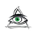 The All Seeing Eye - Green Firey Flame Illuminati Freemasonry Vector