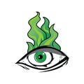 The All Seeing Eye - Green Firey Flame Illuminati Freemasonry Vector