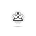 All seeing eye icon with shadow Royalty Free Stock Photo