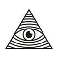 All seeing eye icon. Eye in triangle. Illuminati mason symbol vector illustration