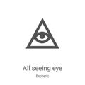 all seeing eye icon vector from esoteric collection. Thin line all seeing eye outline icon vector illustration. Linear symbol for