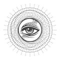 All Seeing Eye Inside Sun Rays Astrology Sacred Symbol Royalty Free Stock Photo