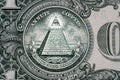 All-seeing eye. Masonic sign. Mason symbol. 1 one dollar. Royalty Free Stock Photo