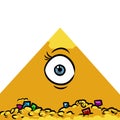 All-seeing eye mountain gold egypt pyramid treasure cartoon World government Royalty Free Stock Photo