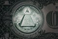 All-seeing eye on the one dollar. New world order. elite characters. 1 dollar.