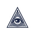 All seeing eye pyramid logo icon