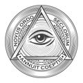 All seeing Eye Symbol Engraving illustration Royalty Free Stock Photo