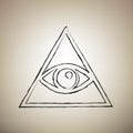 All seeing eye pyramid symbol. Freemason and spiritual. Vector.