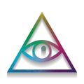 All seeing eye pyramid symbol. Freemason and spiritual. Vector.