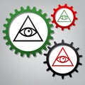 All seeing eye pyramid symbol. Freemason and spiritual. Vector.