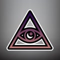 All seeing eye pyramid symbol. Freemason and spiritual. Vector.