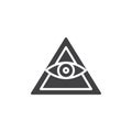 All seeing eye pyramid vector icon