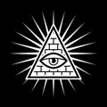 All seeing eye. Sign Masons. Black background