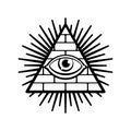 All-seeing eye. Symbol of world government. Illuminati conspiracy theory. sacred sign. Pyramid with an eye Royalty Free Stock Photo