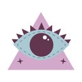 All seeing eye in triangle. Esoteric, Occult, witchcraft and magic symbol. Royalty Free Stock Photo