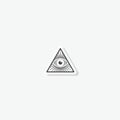 All-seeing eye in triangle sticker icon Royalty Free Stock Photo