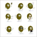 All set Kiwi mascot and background Royalty Free Stock Photo