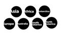 All seven continents typography on black round. seven continents lettering Royalty Free Stock Photo