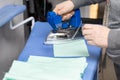 All sewn items and protective masks are pressed before being delivered to the customer Royalty Free Stock Photo