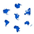 All the six continents of the world