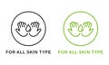 For All Skin Body Types Line Green and Black Icon Set. Cosmetic Beauty Product Outline Pictogram. Natural Cosmetic For Royalty Free Stock Photo