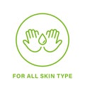 For All Skin Body Types Line Green Icon. Cosmetic Beauty Product Outline Pictogram. Natural Cosmetic For All Skin Face Royalty Free Stock Photo