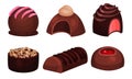 All Sorts Sweets Vector Set. Chocolate Desserts With Mixed Flavours Concept